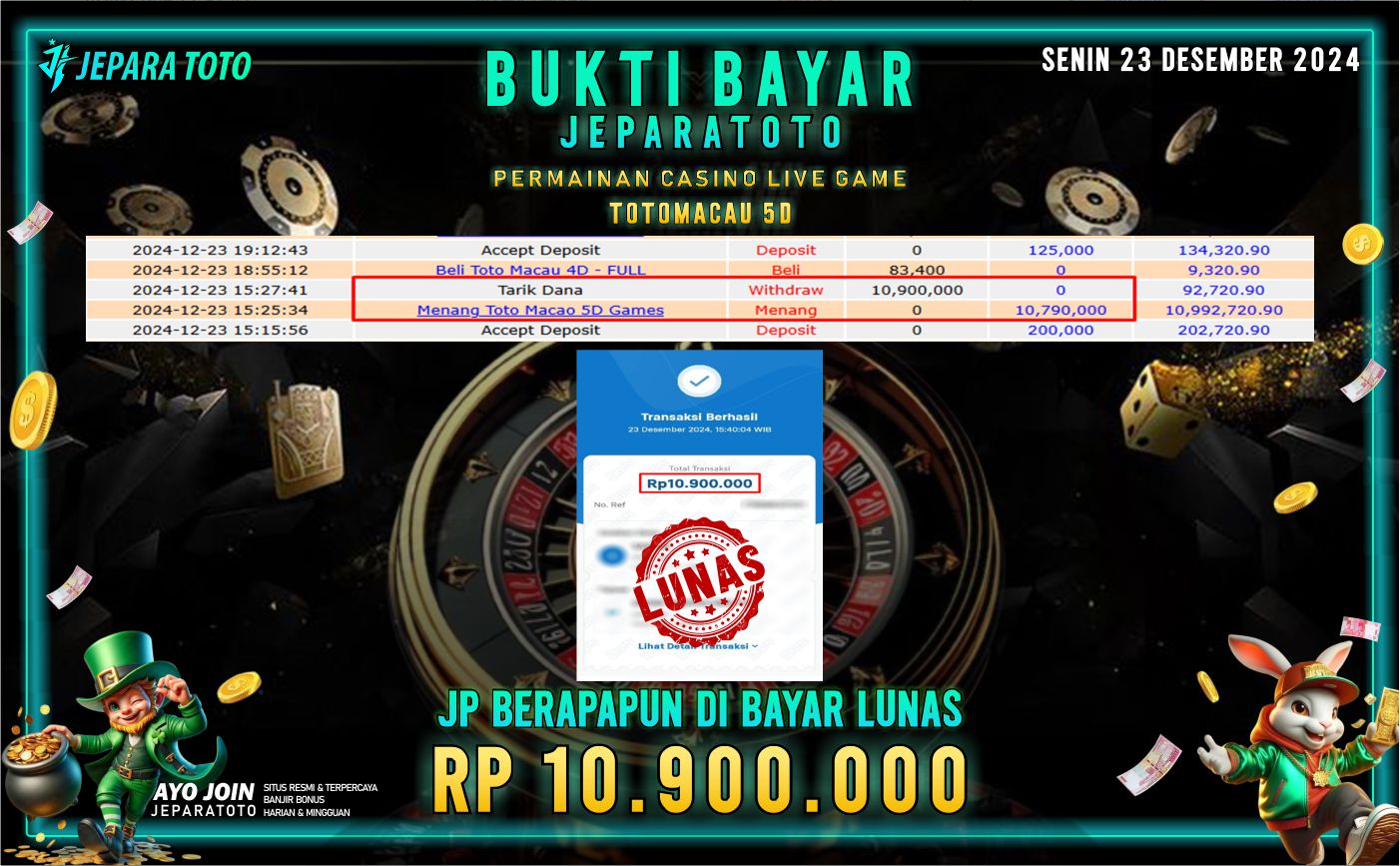 BUKTI KEMENANGAN LIVE GAME TOTOMACAU 5D MEMBER JEPARATOTO