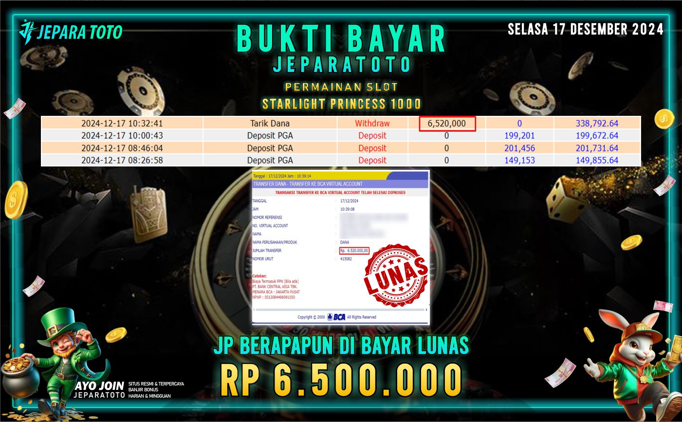 BUKTI KEMENANGAN SLOT STARLIGHT PRINCESS 1000 MEMBER JEPARATOTO