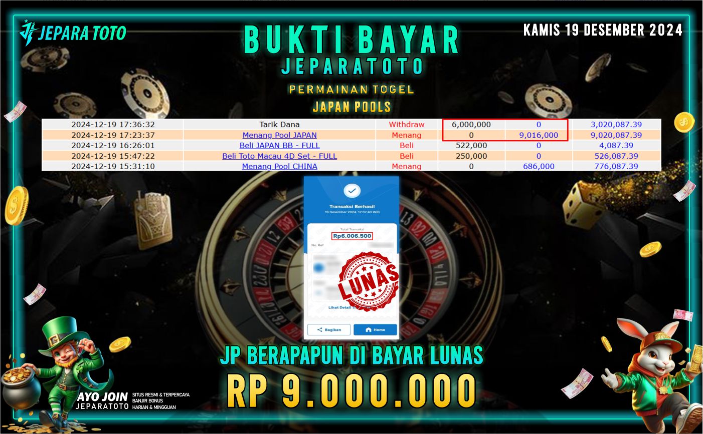 BUKTI KEMENANGAN TOGEL JAPAN POOLS MEMBER JEPARATOTO