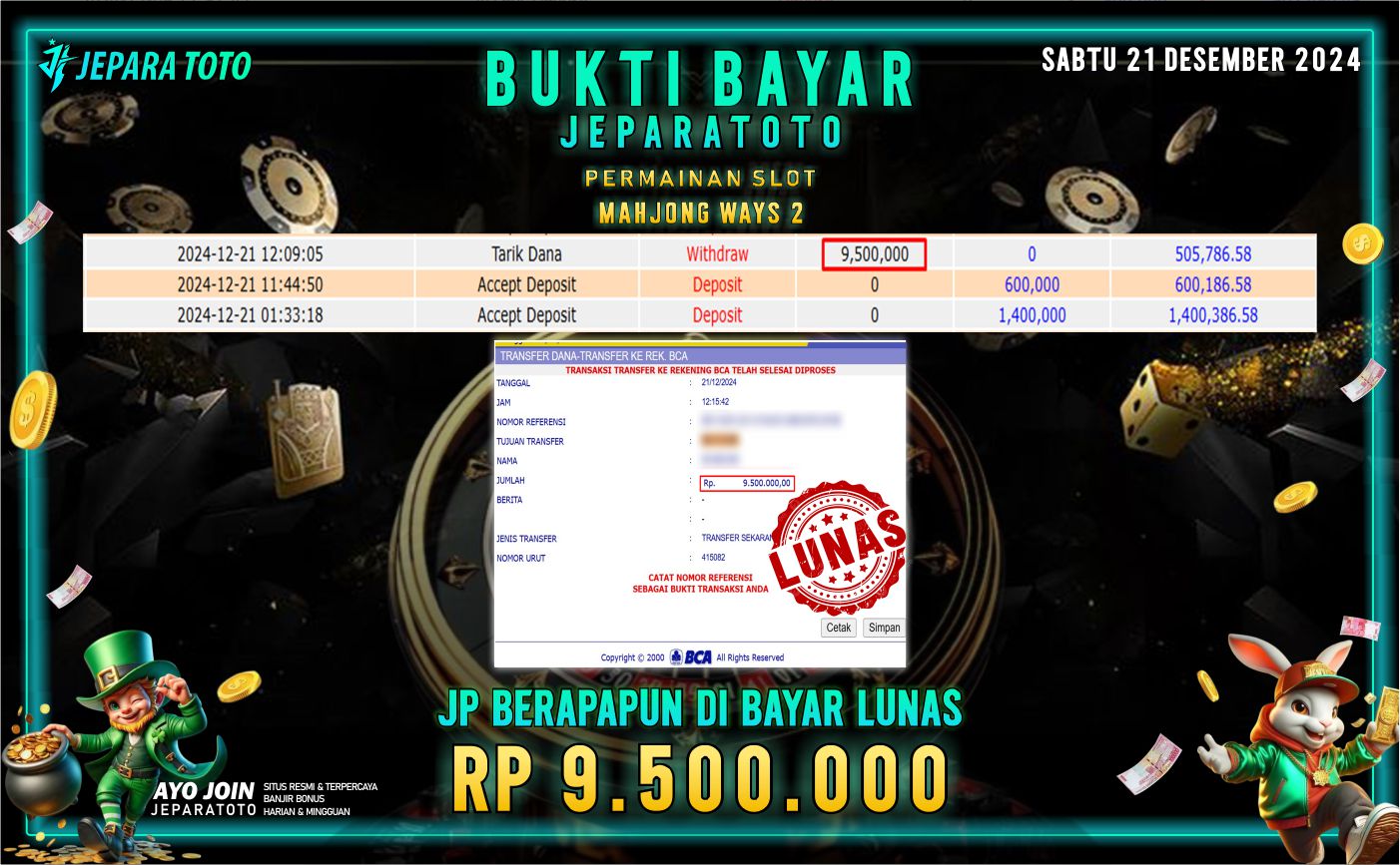 BUKTI KEMENANGAN SLOT MAHJONG WAYS 2 MEMBER JEPARATOTO