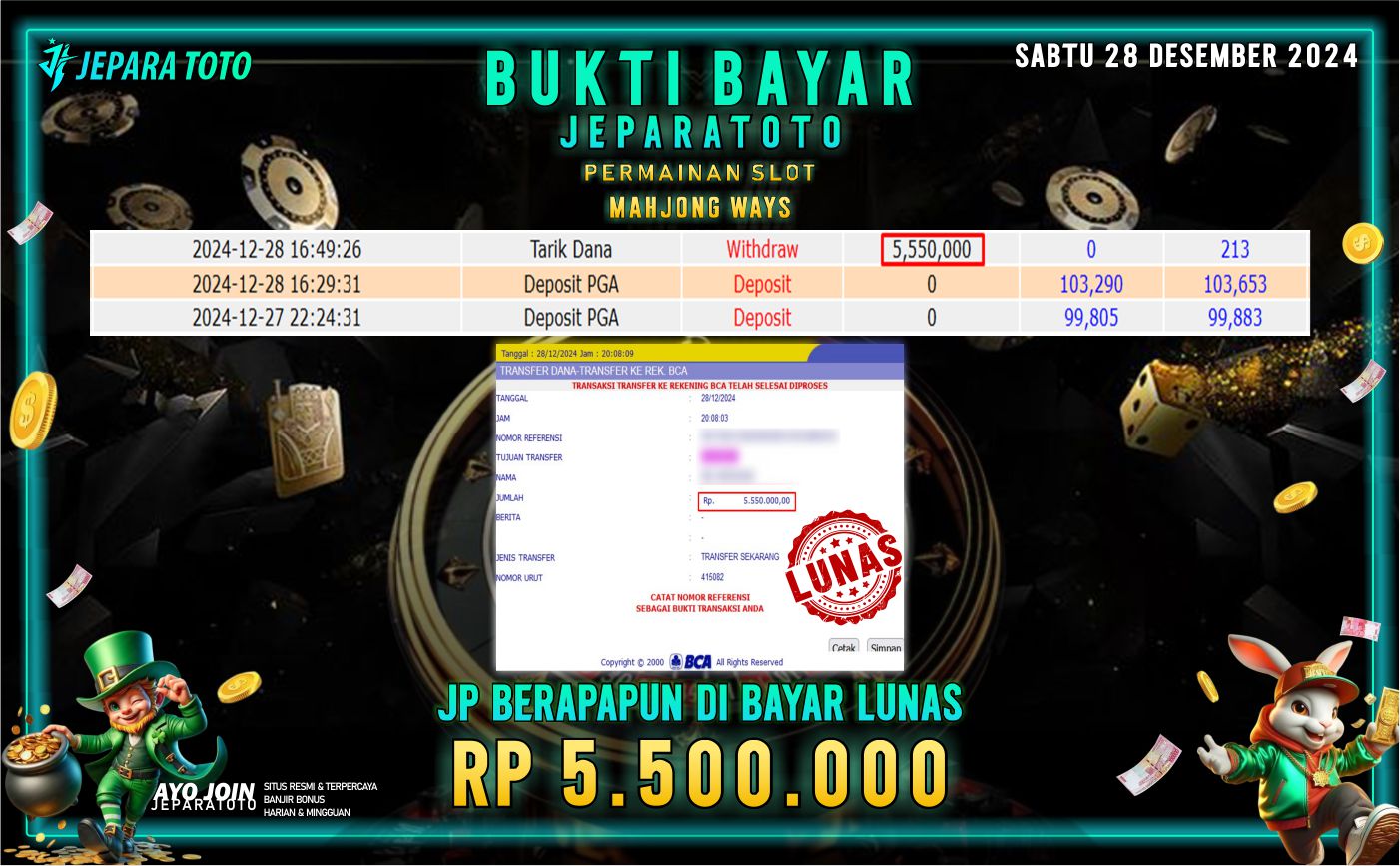 BUKTI KEMENANGAN SLOT MAHJONG WAYS MEMBER JEPARATOTO