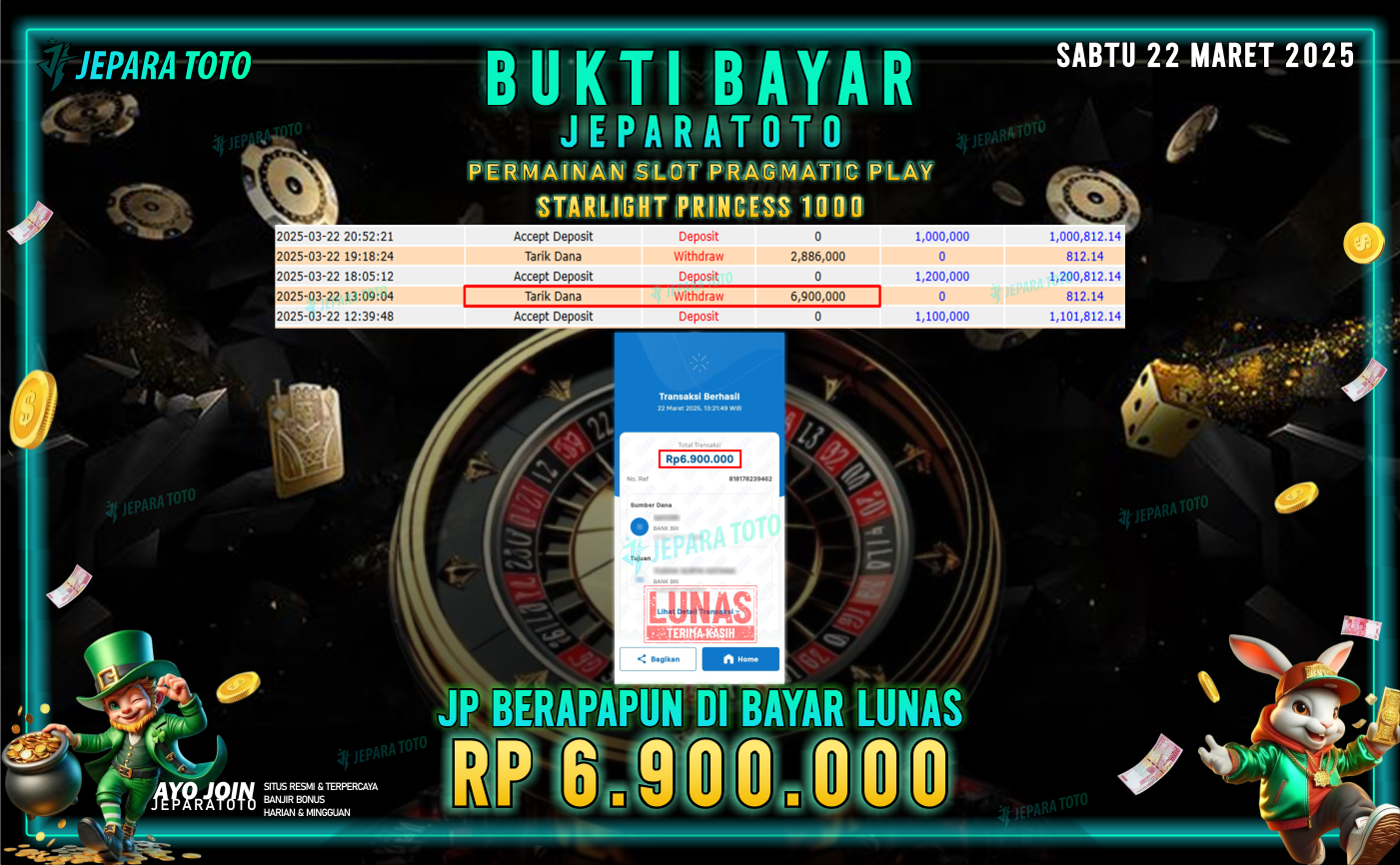 BUKTI KEMENANGAN MEMBER JEPARATOTO SLOT PRAGMATIC PLAY | GAME STARLIGHT PRINCESS 1000