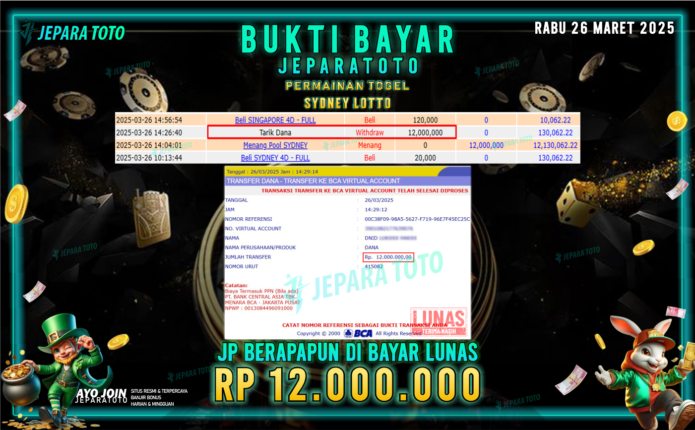 BUKTI KEMENANGAN TOGEL MEMBER JEPARATOTO | SYDNEY LOTTO