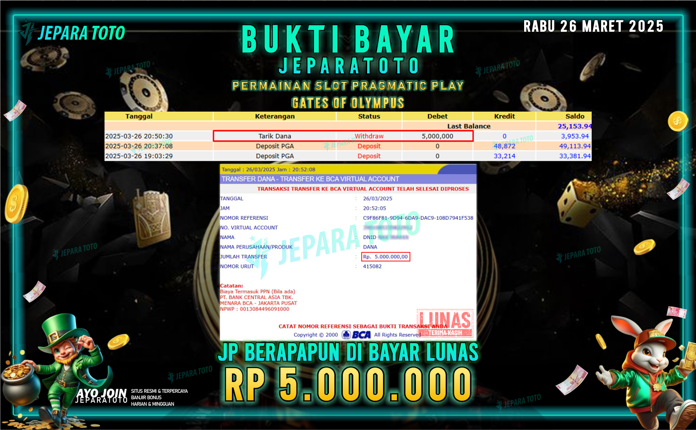 BUKTI KEMENANGAN MEMBER JEPARATOTO SLOT PRAGMATIC PLAY | GAME GATES OF OLYMPUS