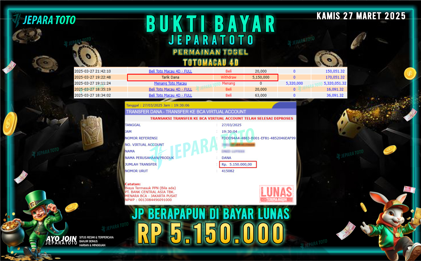 BUKTI KEMENANGAN TOGEL MEMBER JEPARATOTO | TOTOMACAU 4D