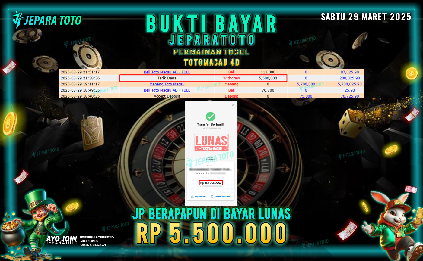 BUKTI KEMENANGAN TOGEL MEMBER JEPARATOTO | TOTOMACAU 4D