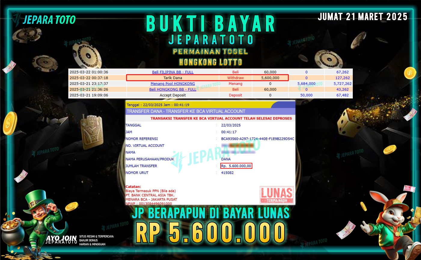 BUKTI KEMENANGAN TOGEL MEMBER JEPARATOTO | HONGKONG LOTTO