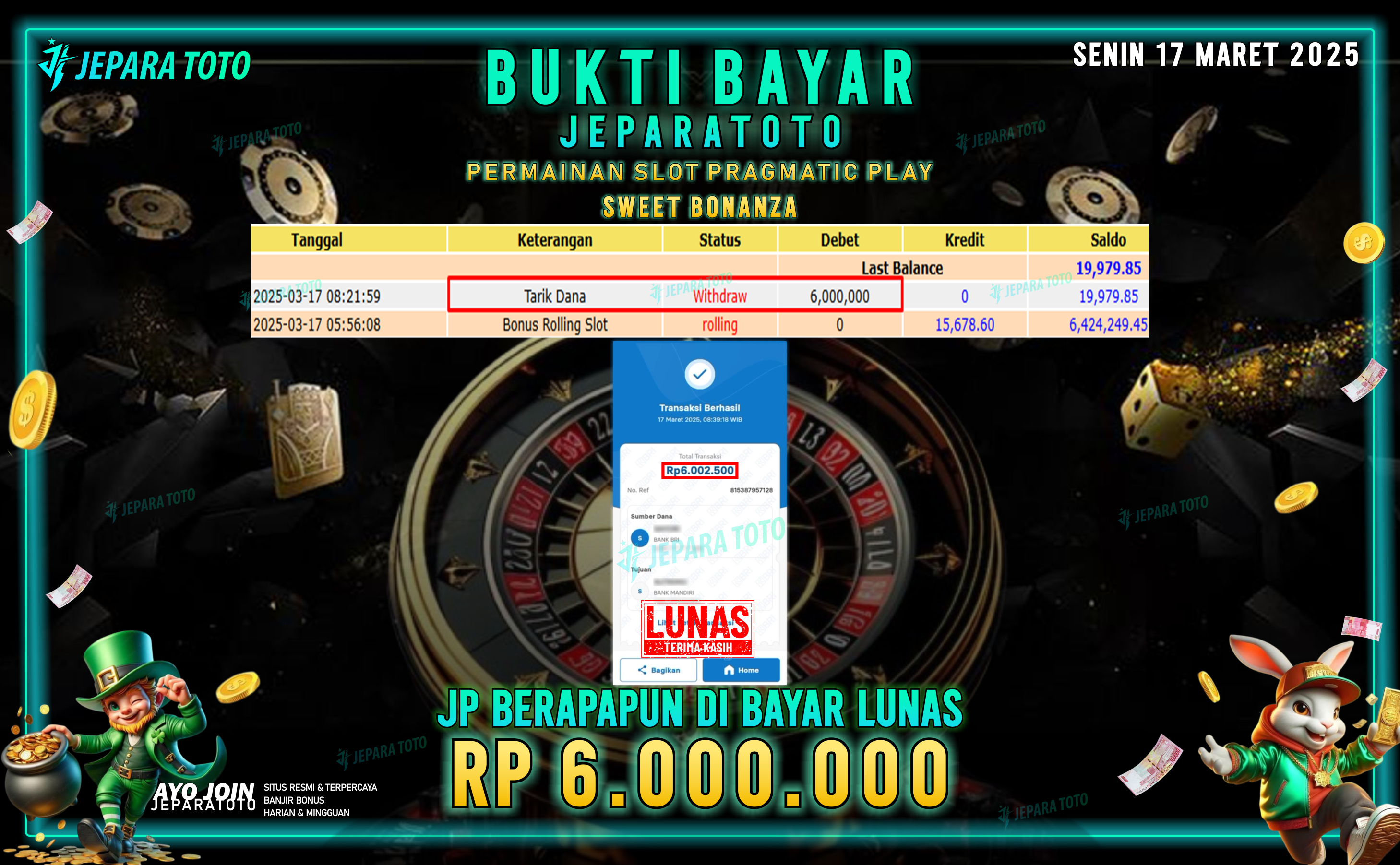 BUKTI KEMENANGAN MEMBER JEPARATOTO SLOT PRAGMATIC PLAY | GAME SWEET BONANZA