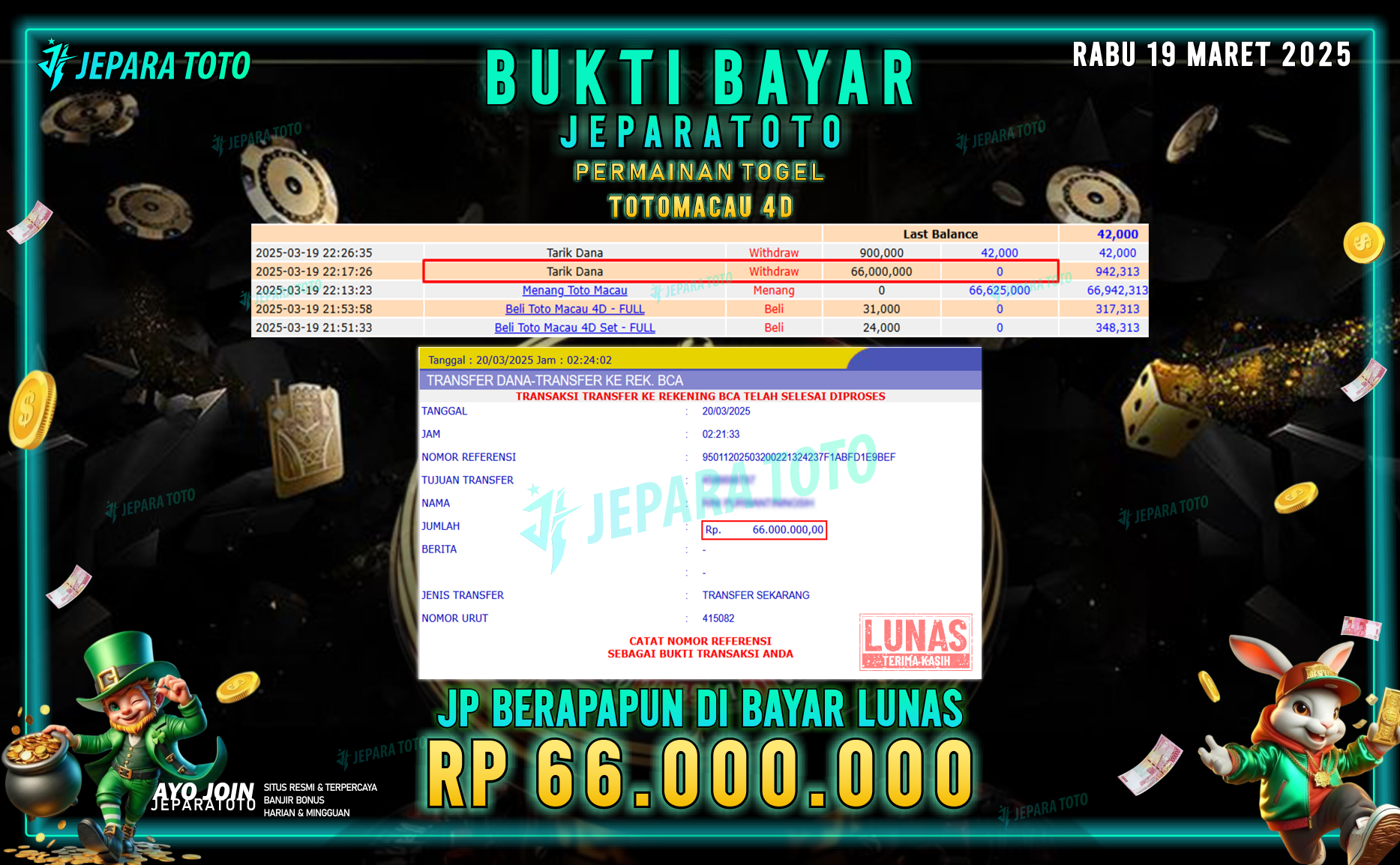 BUKTI KEMENANGAN TOGEL MEMBER JEPARATOTO | TOTOMACAU 4D