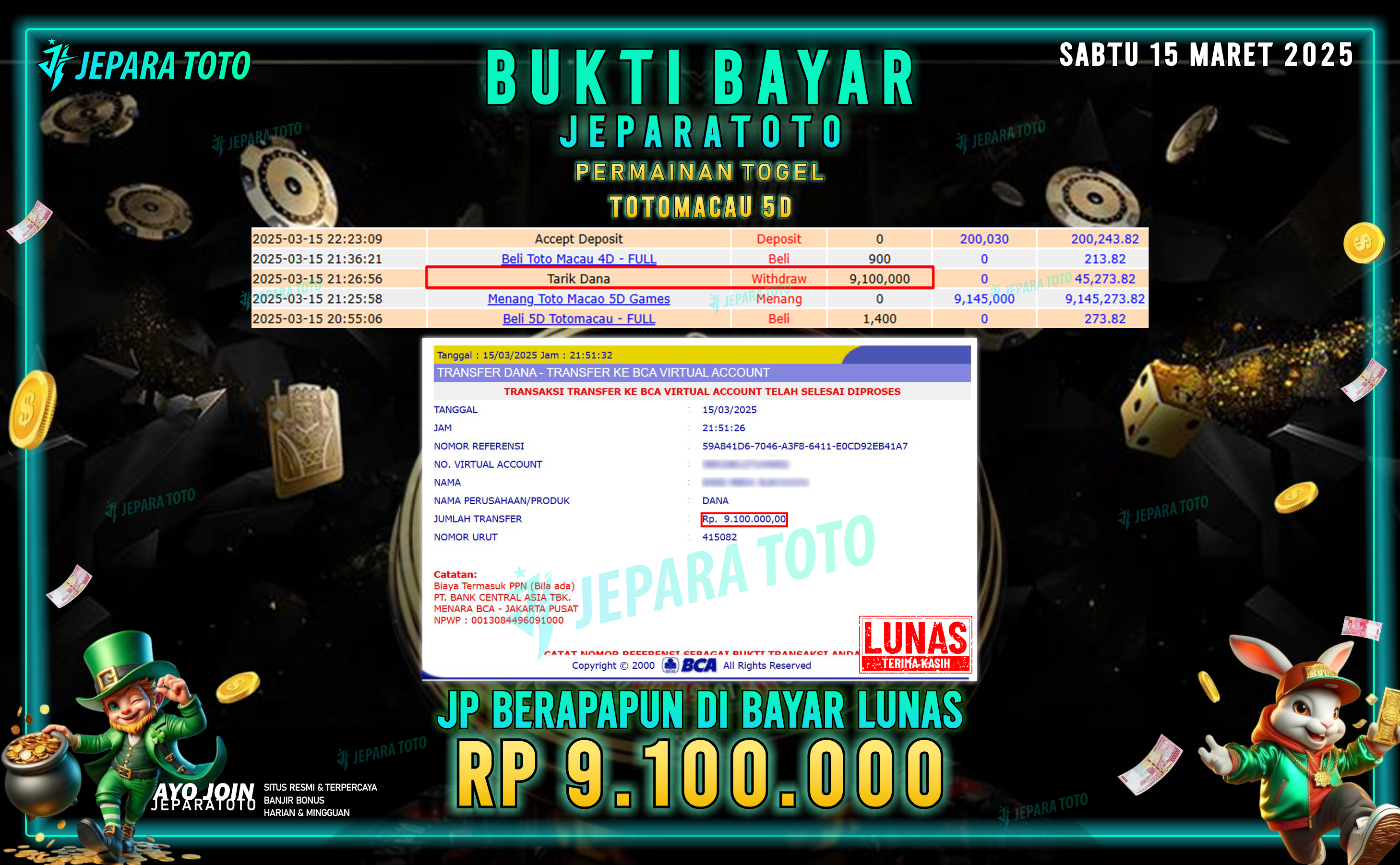 BUKTI KEMENANGAN TOGEL MEMBER JEPARATOTO  | TOTOMACAU 5D