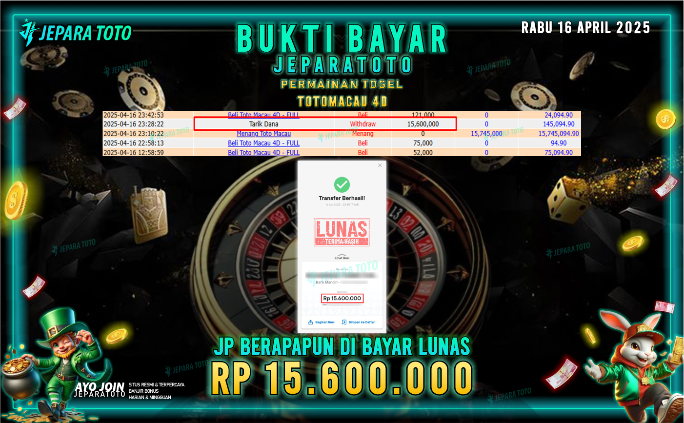 BUKTI KEMENANGAN TOGEL MEMBER JEPARATOTO | TOTOMACAU 4D