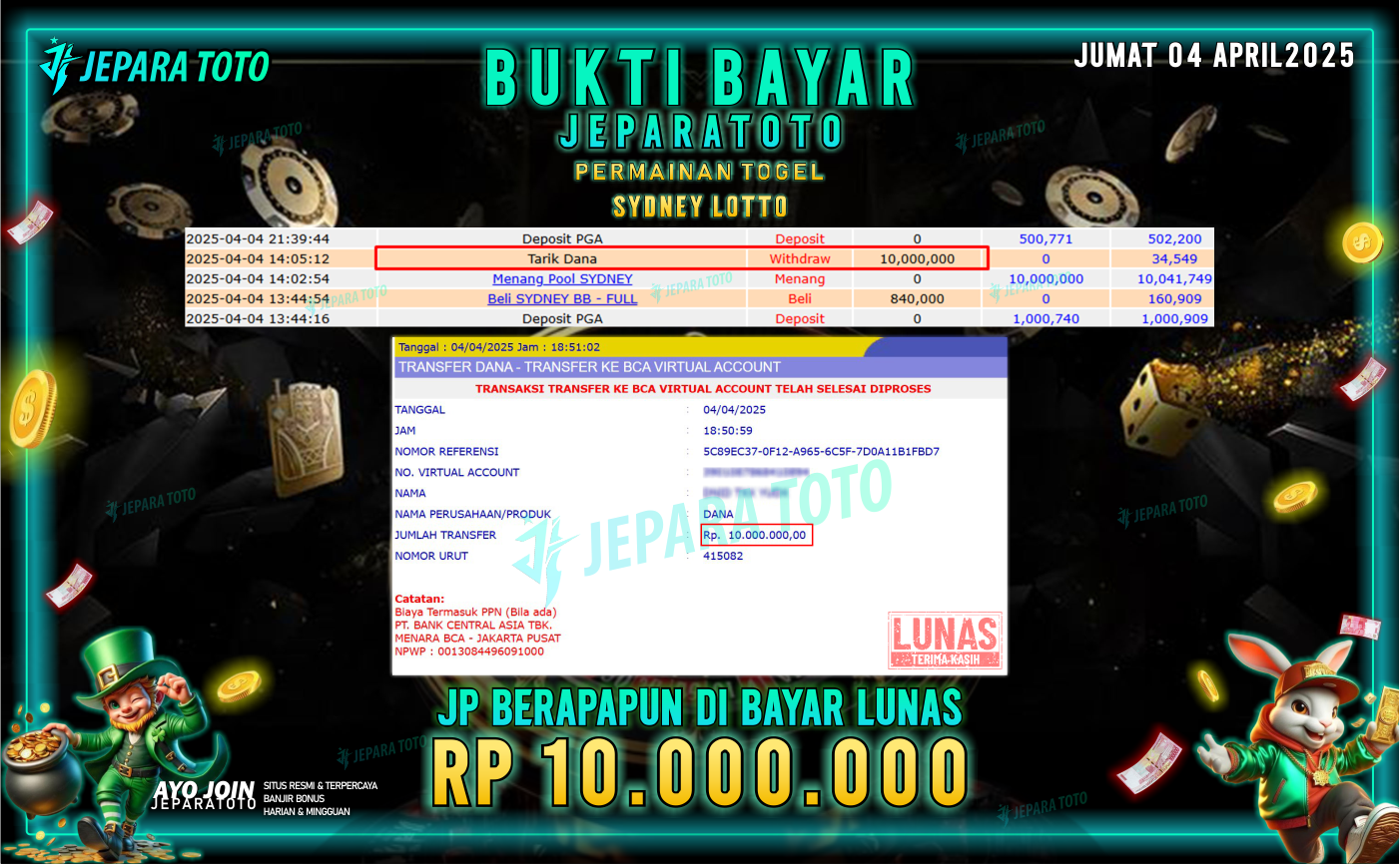 BUKTI KEMENANGAN TOGEL MEMBER JEPARATOTO | SYDNEY LOTTO