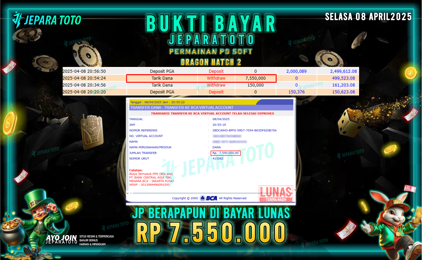 BUKTI KEMENANGAN MEMBER JEPARATOTO SLOT PG SOFT | GAME DRAGON HATCH 2