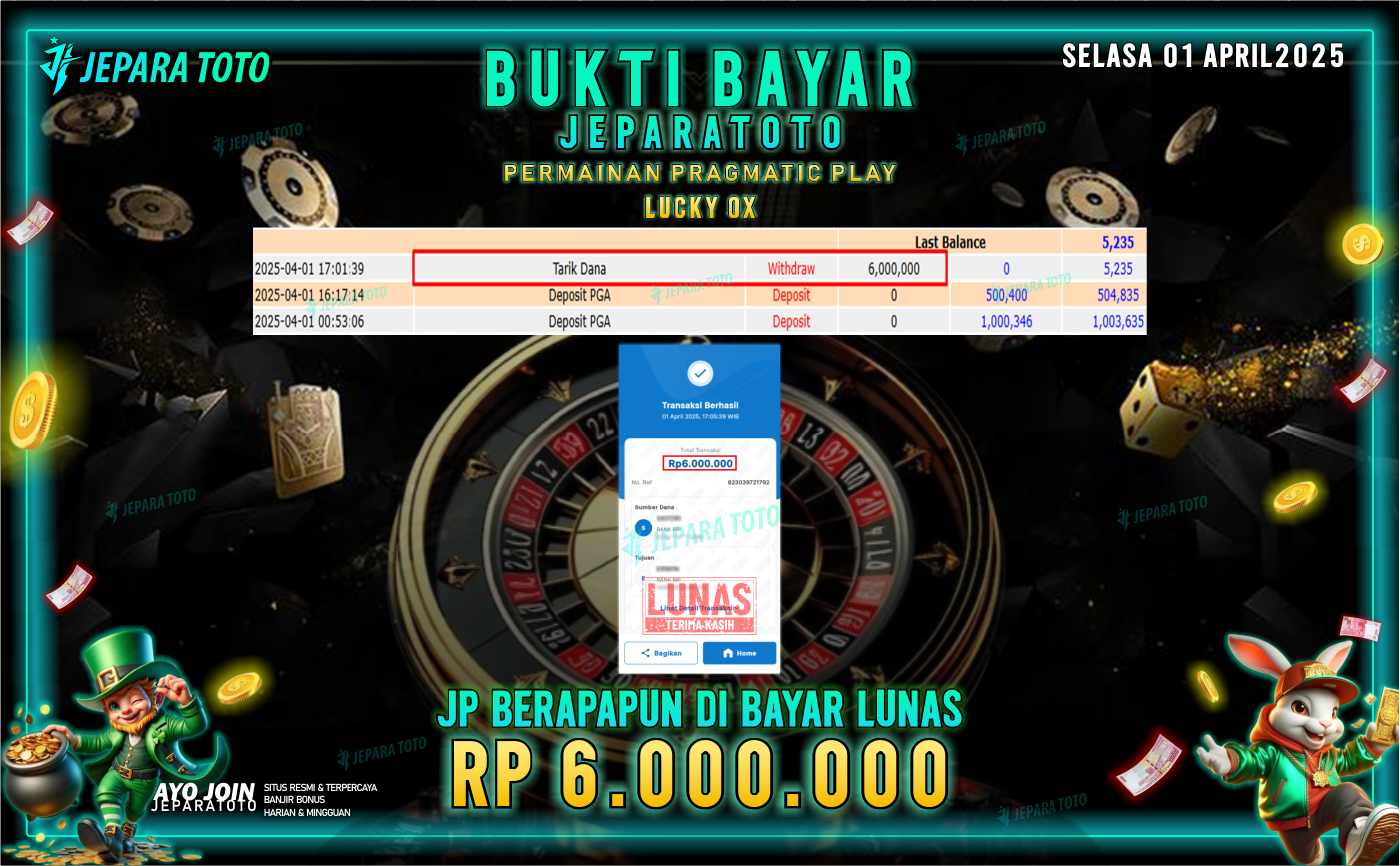 BUKTI KEMENANGAN MEMBER JEPARATOTO SLOT PRAGMATIC PLAY | GAME LUCKY OX