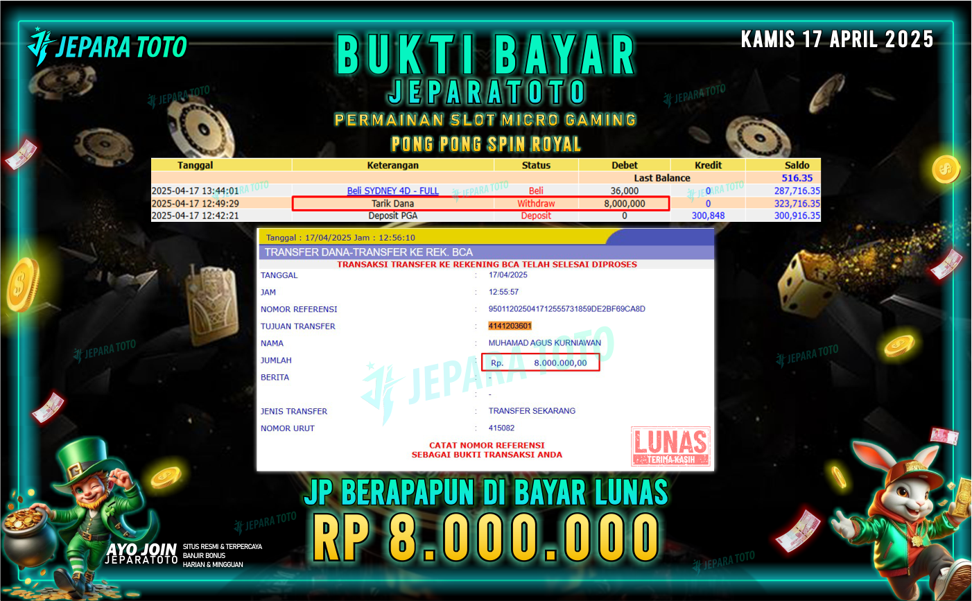 BUKTI KEMENANGAN MEMBER JEPARATOTO SLOT MICROGAMING | GAME PONG PONG SPIN ROYAL
