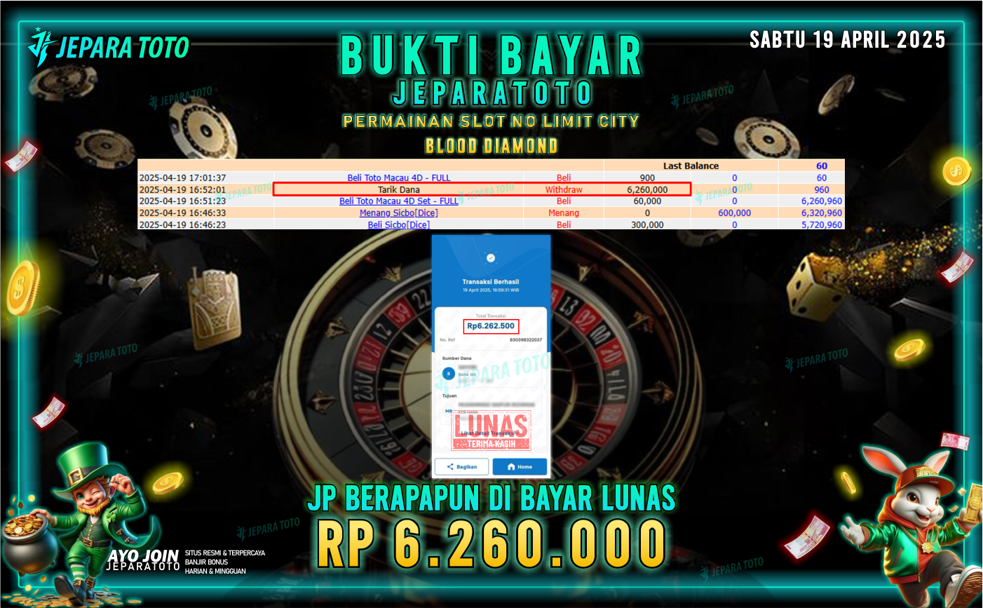 BUKTI KEMENANGAN MEMBER JEPARATOTO SLOT NO LIMIT CITY | GAME BLOOD DIAMOND