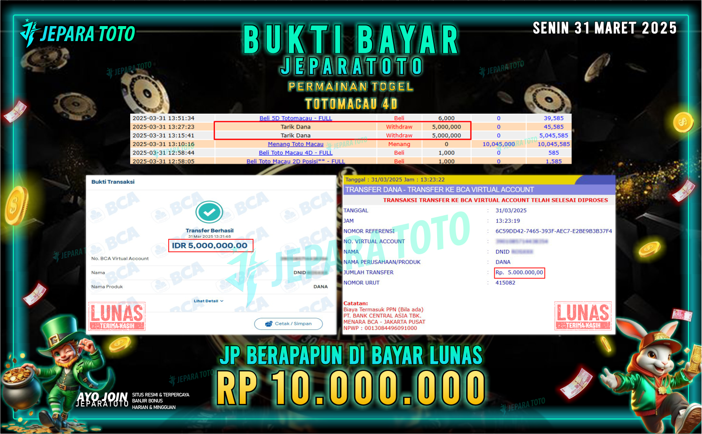 BUKTI KEMENANGAN TOGEL MEMBER JEPARATOTO | TOTOMACAU 4D