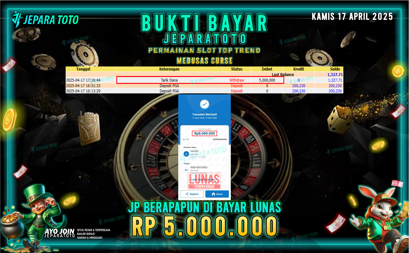 BUKTI KEMENANGAN MEMBER JEPARATOTO SLOT TOP TREND GAMING | GAME MEDUSAS CURSE