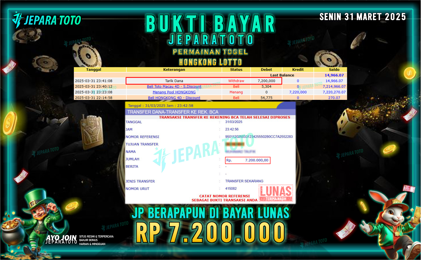 BUKTI KEMENANGAN TOGEL MEMBER JEPARATOTO | HONGKONG LOTTO