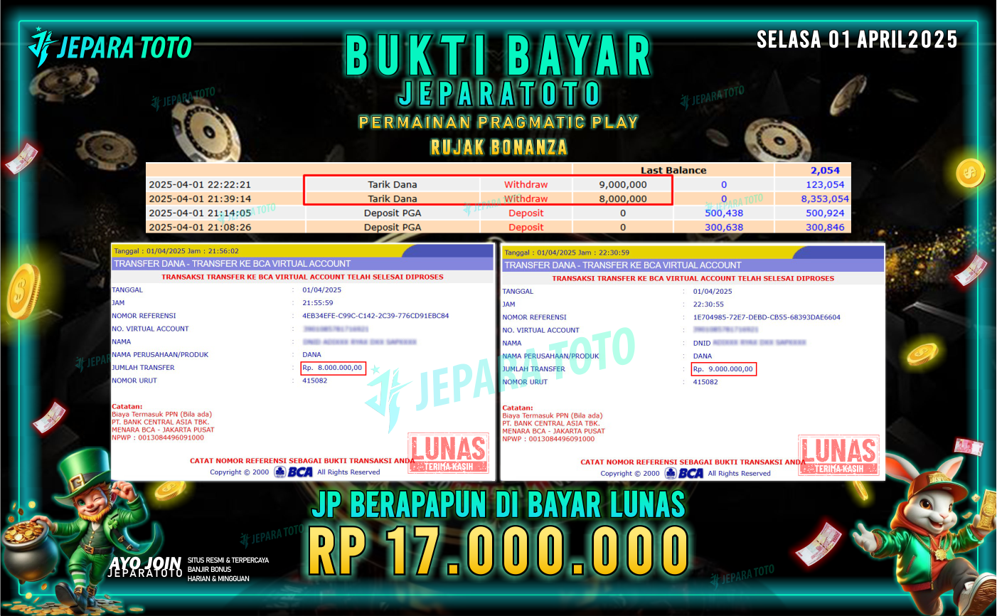 BUKTI KEMENANGAN MEMBER JEPARATOTO SLOT PRAGMATIC PLAY | GAME RUJAK BONANZA