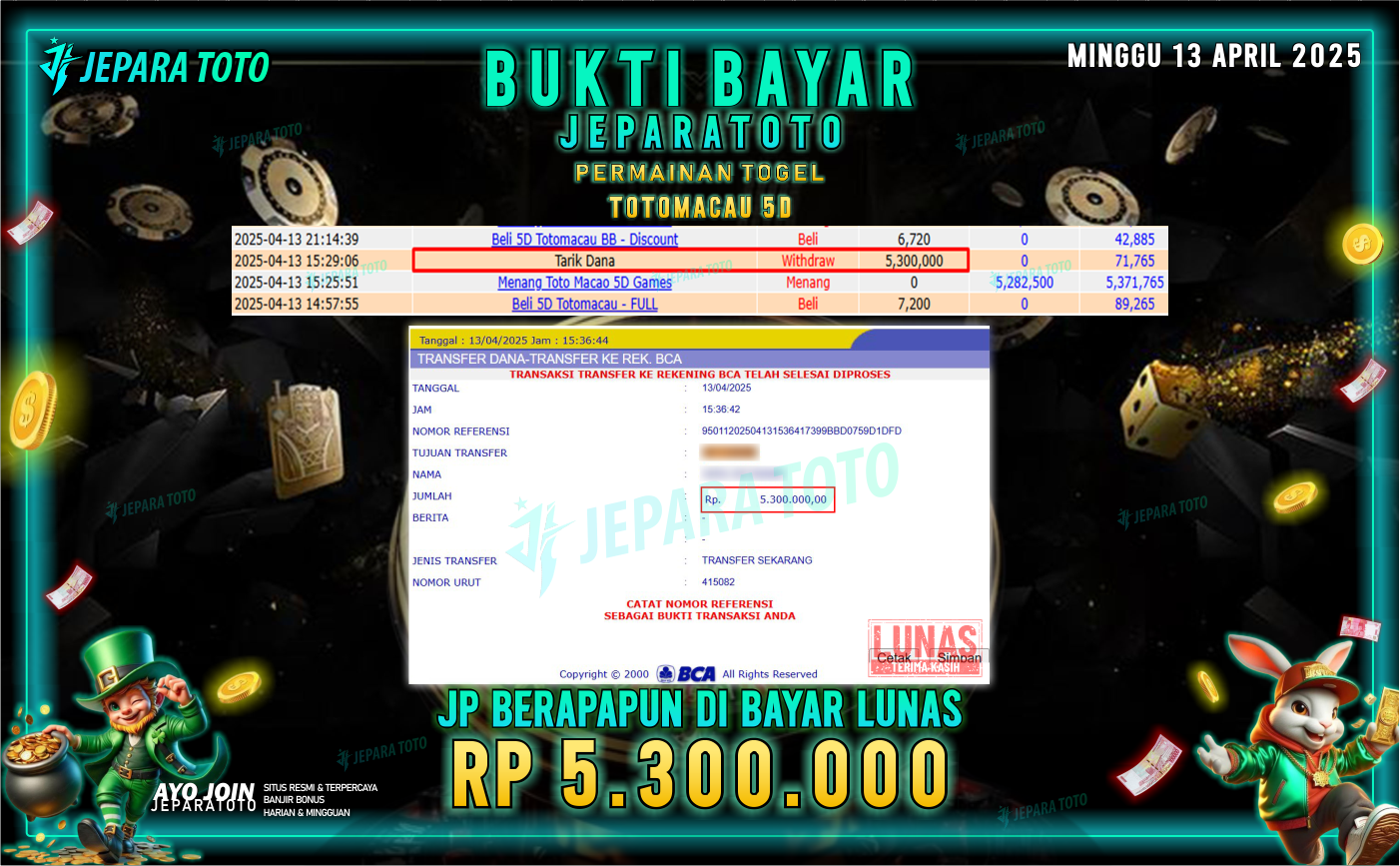 BUKTI KEMENANGAN TOGEL MEMBER JEPARATOTO | TOTOMACAU 5D