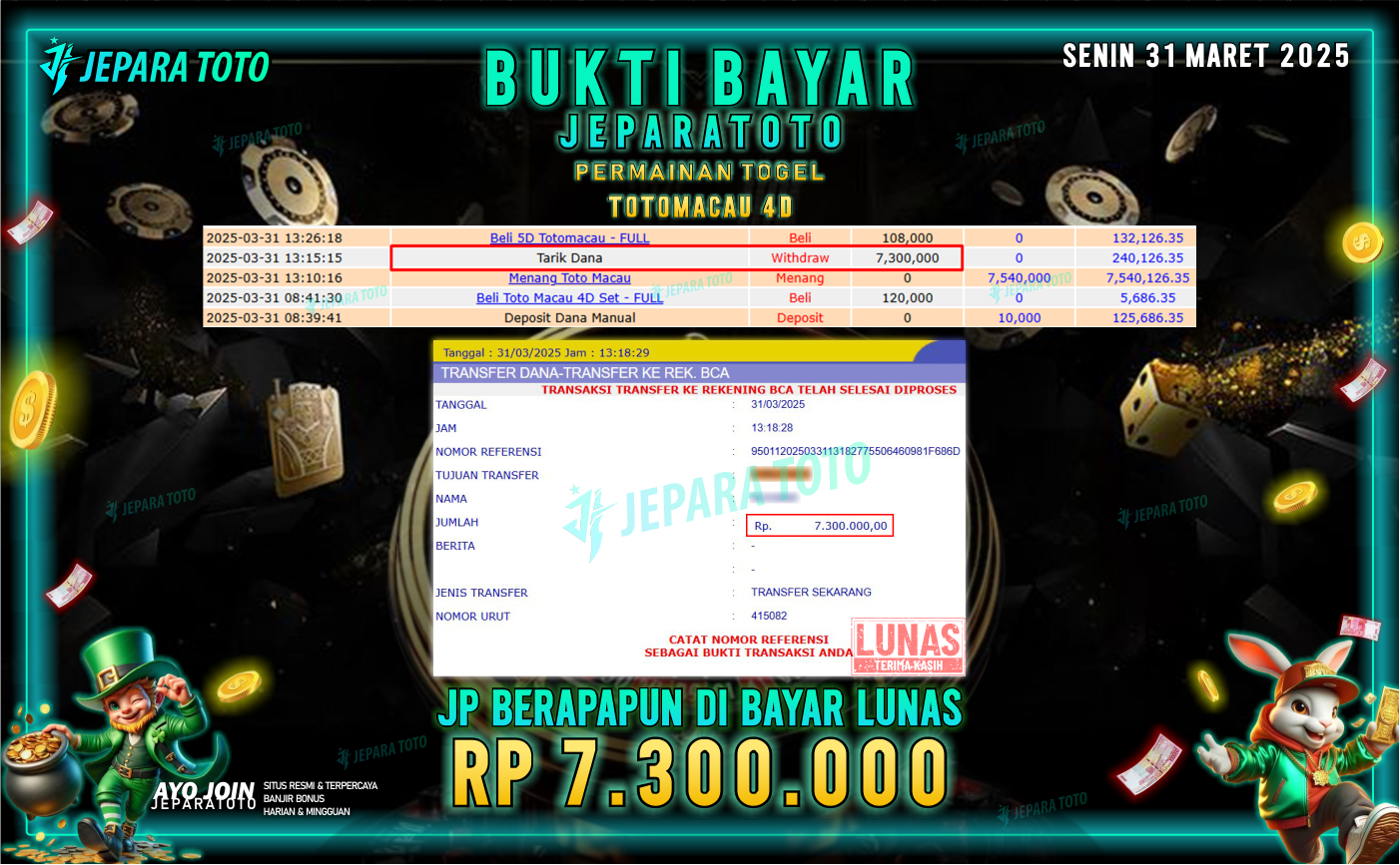 BUKTI KEMENANGAN TOGEL MEMBER JEPARATOTO | TOTOMACAU 4D