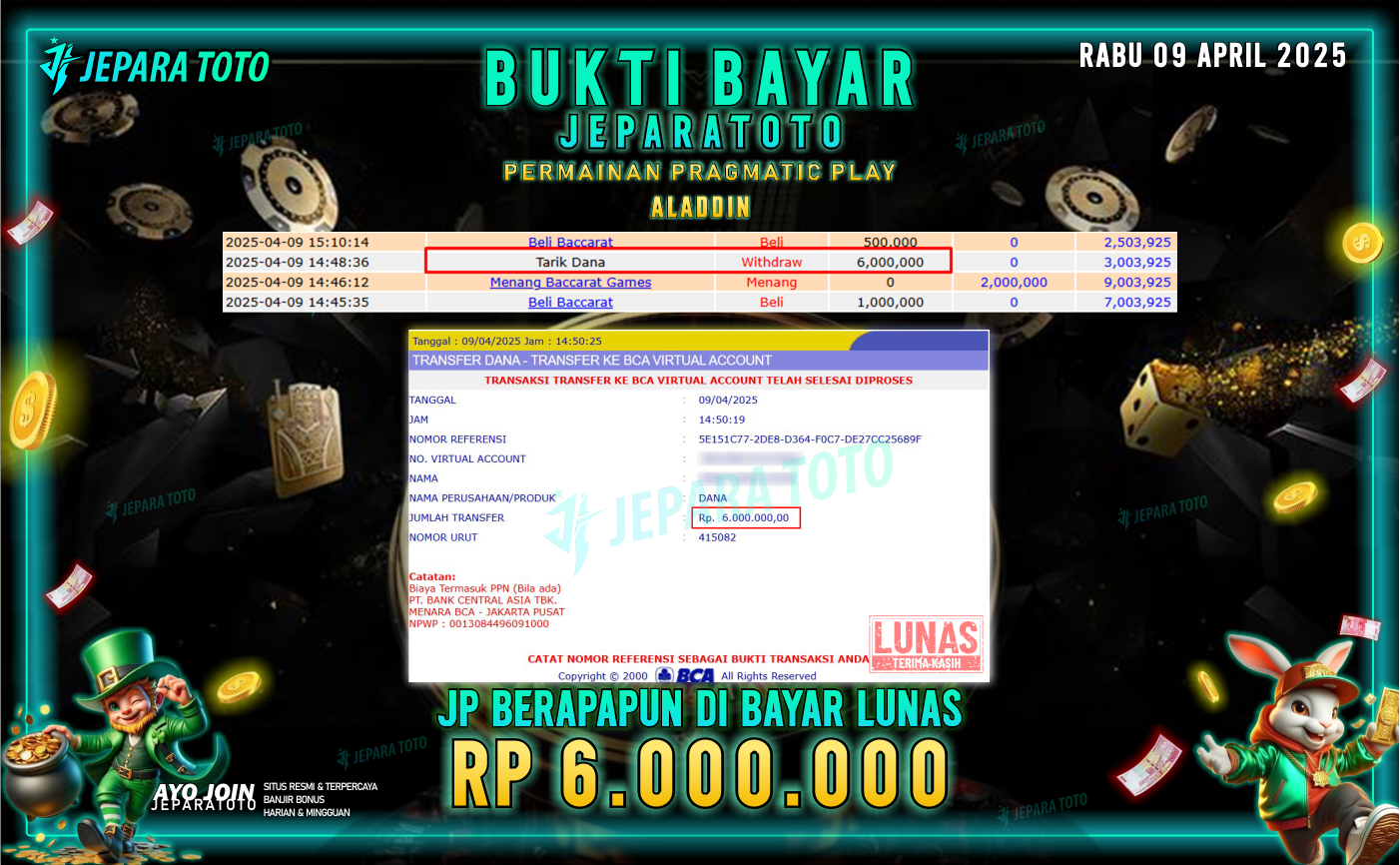 BUKTI KEMENANGAN MEMBER JEPARATOTO SLOT PRAGMATIC PLAY | GAME ALADDIN
