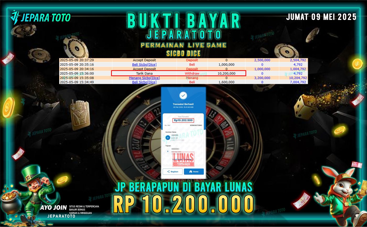 BUKTI KEMENANGAN MEMBER JEPARATOTO | GAME SICBO DICE