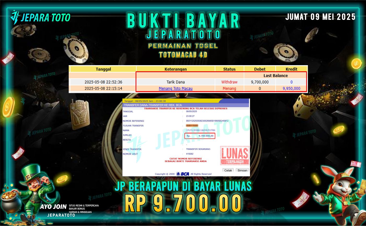 BUKTI KEMENANGAN MEMBER JEPARATOTO | TOTO MACAU 4 D